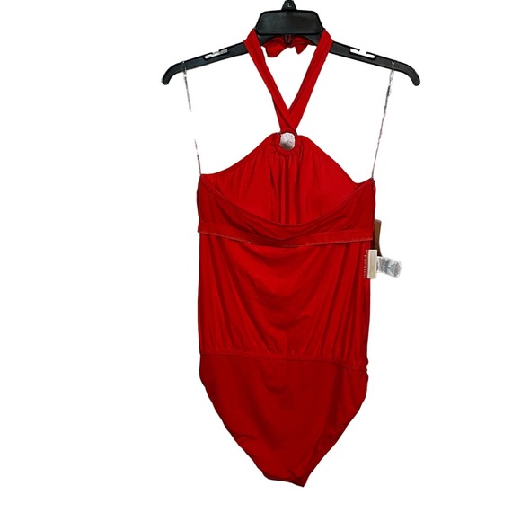 MICHAEL MICHAEL KORS Blouson Full Coverage Tie Halter One Piece Swimsuit 8 - Picture 3 of 9